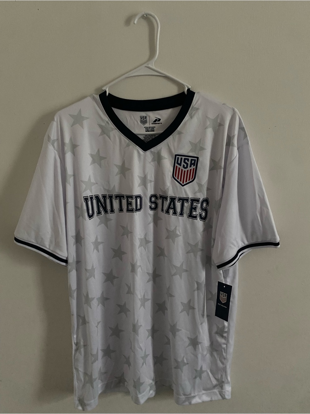 United States White Stars V-Neck Men's Shirt